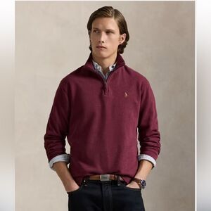 Polo Ralph Lauren Maroon Estate Rib Quarter Zip Pullover Sweater Preppy Size L